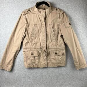 Ann Taylor Loft Military Field Jacket Womens M Khaki Cargo Gorpcore